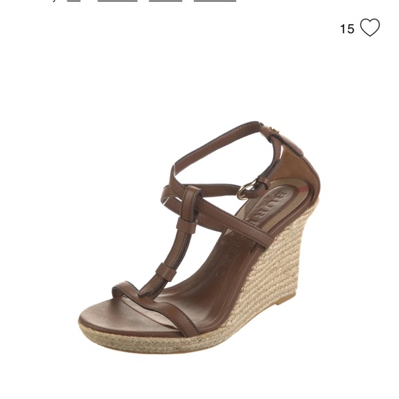 Burberry Brown Wedge Sandal. Size 38.5. Run small. Size 7.8/8 - Picture 1 of 7